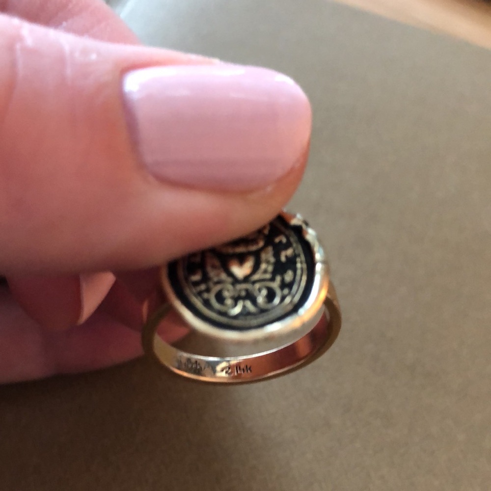 Pyrrha talisman ring true self 14k solid gold 6.5 antique wax seal rare heart - Picture 11 of 13